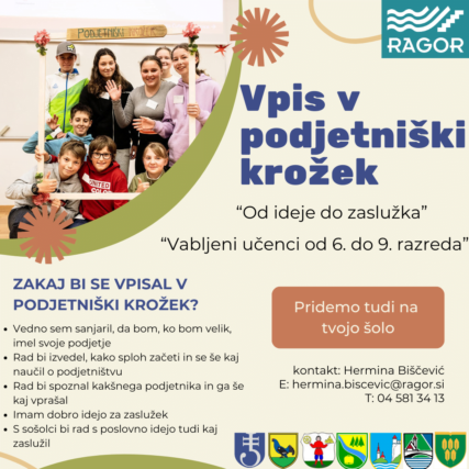 Vabilo k vpisu v podjetniški krožek