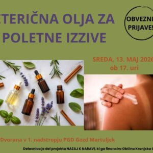 delavnica ETERIČNA OLJA ZA POLETNE IZZIVE