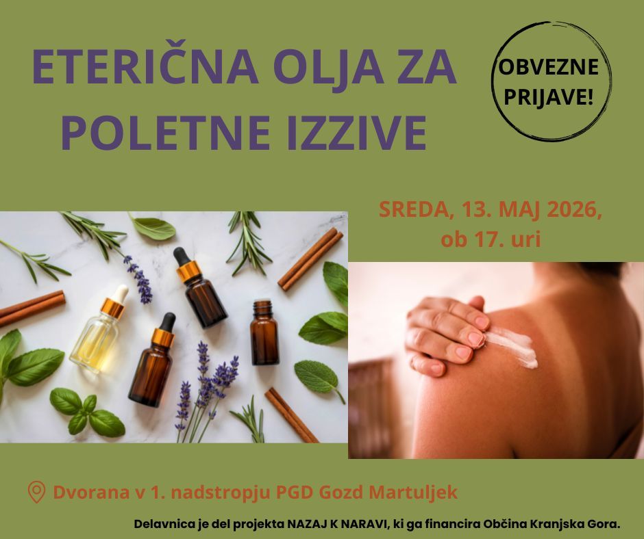 delavnica ETERIČNA OLJA ZA POLETNE IZZIVE